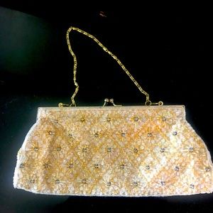 Carlo Fellini Gold Beaded Evening Clutch Bag